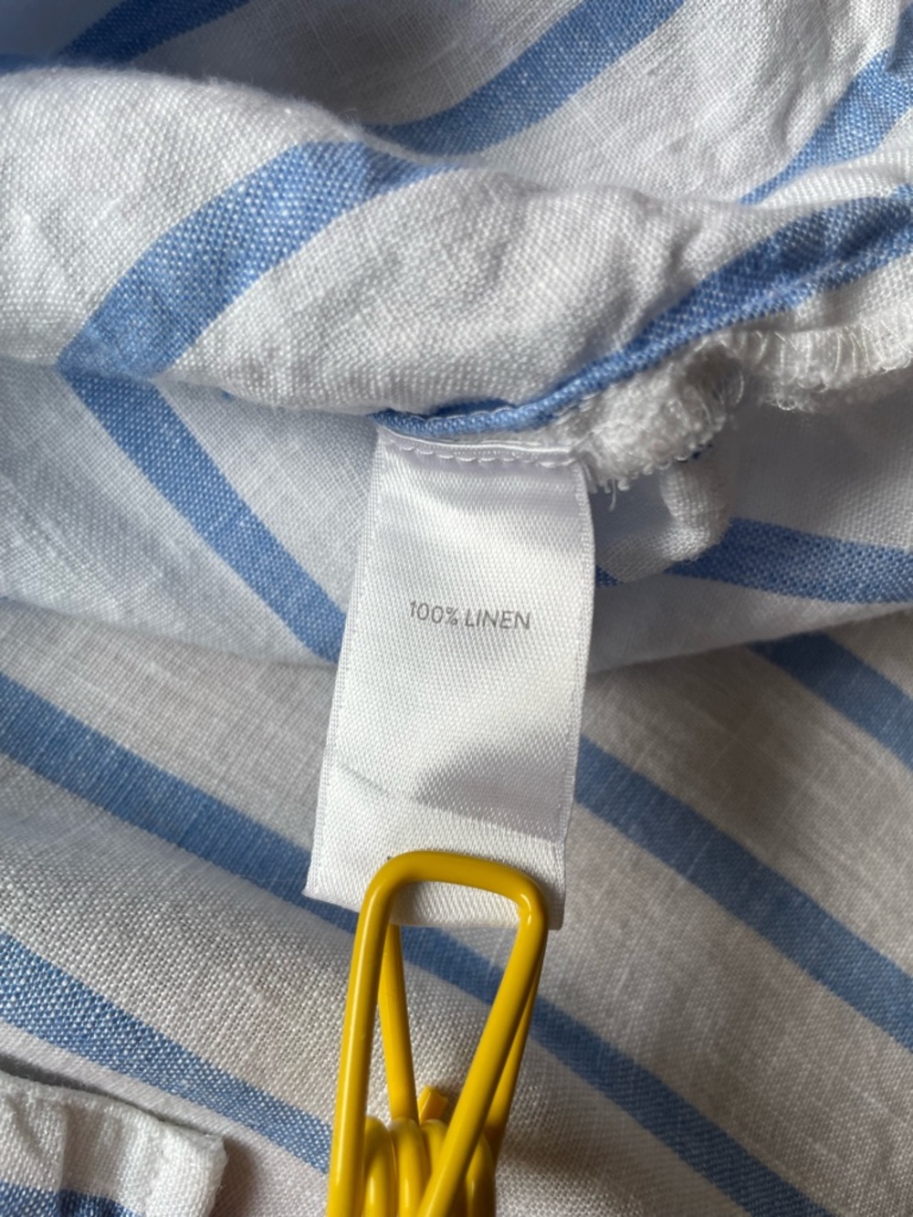 J. Jill Love Linen White & Blue Striped 100% Linen Button-Down Shirt size MP - Picture 7 of 11